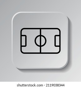 Football, soccer simple icon. Flat desing. Black icon on square button with shadow. Grey background.ai