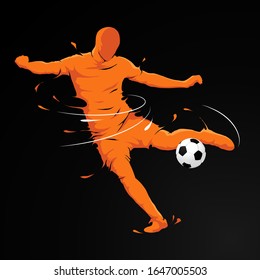 football soccer splash kick silhouette