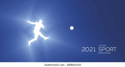 Football Soccer sport shining silhouette 2021 new abstract modern blue background banner