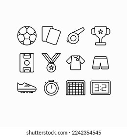 football and soccer sport simple line icon set