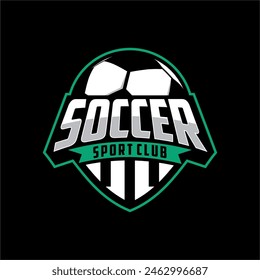 Football soccer sport team club league logo with shield and ball concept icon vector