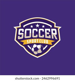 Football soccer sport team club league logo with shield and ball concept icon vector