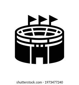 Football or Soccer Stadium icon in Glyph Style. The Stadium where the football match takes place. Vector illustration icons can be used for applications, websites, or part of a logo.