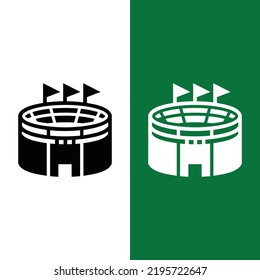 Football or Soccer Stadium icon in Glyph Style. The Stadium where the football match takes place. Vector illustration icons can be used for applications, websites, or part of a logo.