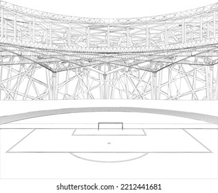 Football Soccer Stadium Vector 41. Illustration Isolated On White Background. A vector illustration Of A Football Stadium.