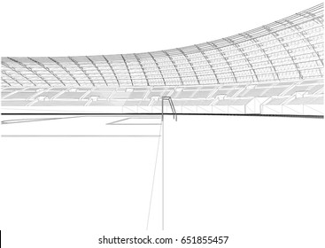 Football Soccer Stadium Vector. Corner View.