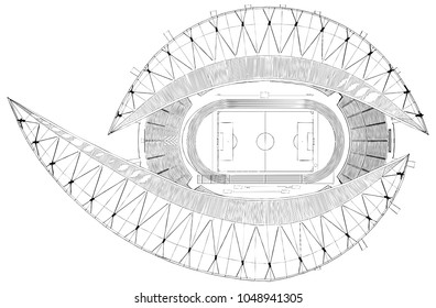 Football Soccer Stadium Vector Isolated On White Background 