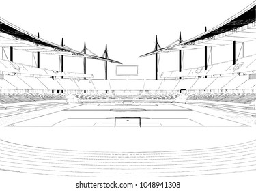 Football Soccer Stadium Vector Isolated On White Background 