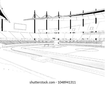 Football Soccer Stadium Vector Isolated On White Background 