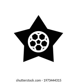 Football or Soccer Star Vector icon in Glyph Style. a star with soccer ball is a symbol of Ratings or Achievement. Vector illustration icons can be used for apps, websites, or part of logo.