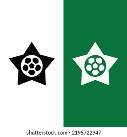 Football or Soccer Star Vector icon in Glyph Style. a star with soccer ball is a symbol of Ratings or Achievement. Vector illustration icons can be used for apps, websites, or part of logo.