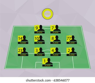 Football (soccer) Starting Line Up In Geometric Style (4-4-2)