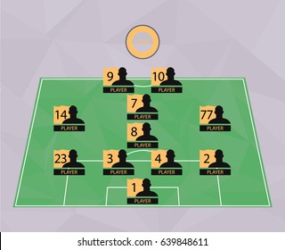 Football (soccer) Starting Line Up In Geometric Style (4-1-2-1-2)