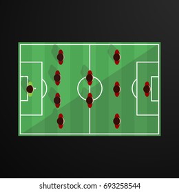 Football (soccer) starting line-up from above