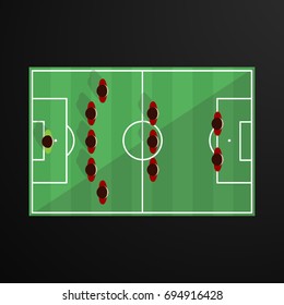 Football (soccer) starting line-up from above