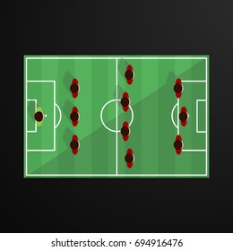 Football (soccer) starting line-up from above