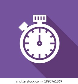 Football or Soccer Stopwatch icon in Solid Long Shadow Style. a stopwatch to show the match time. Vector illustration icons can be used for applications, websites, or part of a logo.