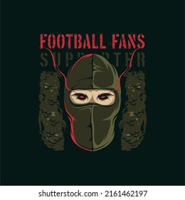 Football . Soccer supporter of ultras with hand draw   Hooligan vector illustration  Holigans mascot logo esport design