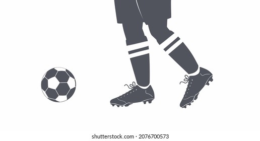 Football. Soccer. SVG.Silhouette. Footballers kick the ball. Mans or girls playing soccer. Football game. Active lifestyle and leisure.Sport training.Outdoor activity.Flat vector illustration.Isolated