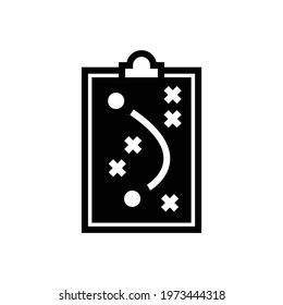 Football or Soccer Tactic Board Vector icon in Glyph Style. Clipboard for soccer player Tactic training media. Vector illustration icons can be used for apps, websites, or part of a logo.