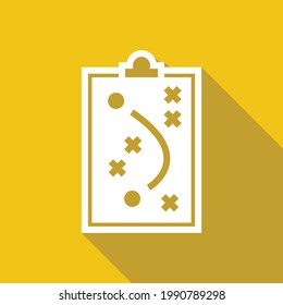Football or Soccer Tactic Board Vector icon in Solid Long Shadow Style. Clipboard for soccer player Tactic training media. Vector illustration icons can be used for apps, websites, or part of a logo.