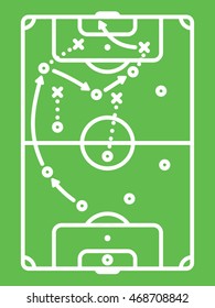 Football / Soccer Tactic Table. Attacks Scheme. Line Art Vector Illustration