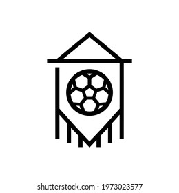 Football or Soccer Team Flag icon in Outline Style. a flag with soccer ball is a symbol of team or club. Vector illustration icons can be used for applications, websites, or part of a logo.