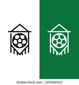 Football Or Soccer Team Flag Icon In Outline Style. A Flag With Soccer Ball Is A Symbol Of Team Or Club. Vector Illustration Icons Can Be Used For Applications, Websites, Or Part Of A Logo.