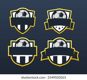 Football or soccer team logo template with 4 variants. Vector illustration.