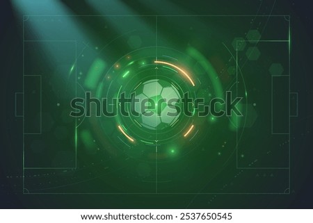Football soccer technology background with lines and light effects