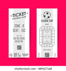 Football, Soccer Ticket Vertical Design. Vector illustration