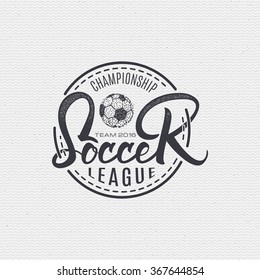 Football, Soccer tournament, championship, league Hand lettering badges labels can be used for design, presentations, brochures, flyers, sports equipment, corporate identity, sales