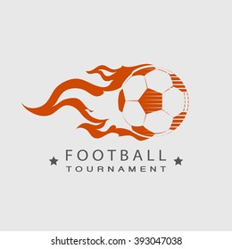 Football  Soccer tournament logo ball on fire