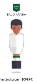 football or soccer toy table gamer. Vector with a one player illustration from Saudi Arabia on white color t shirt flat design background for sport fans