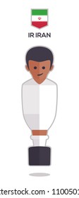 football or soccer toy table gamer. Vector with a one player illustration from Iran on white color t shirt flat design background for sport fans
