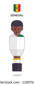 football or soccer toy table gamer. Vector with a one player illustration from Senegal on white color t shirt flat design background for sport fans