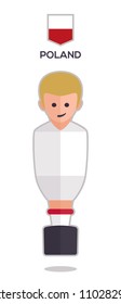 football or soccer toy table gamer. Vector with a one player illustration from Poland on white color t shirt flat design background for sport fans