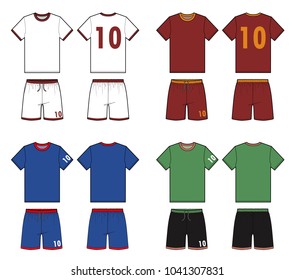 Football soccer uniform vector illustration flat sketches template