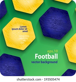 football (soccer) vector background in the colors of the Brazilian flag, cover. Eps10.