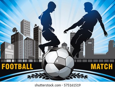 Football or Soccer vector composition. Graphics poster. Match announcement flyer. Abstract background for design. Original illustration sports series with place for your text, eps8