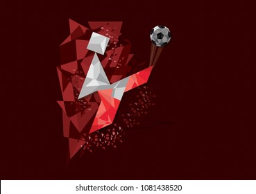 Football Soccer Vector Illustration in Red Background