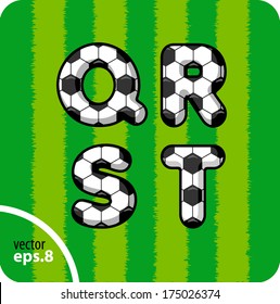 Football (soccer) vector set of letters. The capital letters Q, R, S,T. Eps 8.