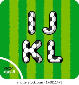 Football (soccer) vector set of letters. The capital letters I, J, K, L. Eps 8.