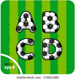 Football (soccer) vector set of letters. The capital letters A, B, C, D. Eps 8.