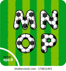 Football (soccer) vector set of letters. The capital letters M, N, O, P. Eps 8.