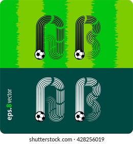 Football (soccer) vector set of letters "A","B" in the form of splines flight a soccer ball.eps8