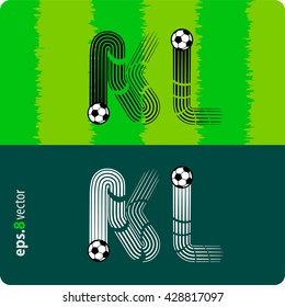Football (soccer) vector set of letters "K","L" in the form of splines flight a soccer ball.eps8