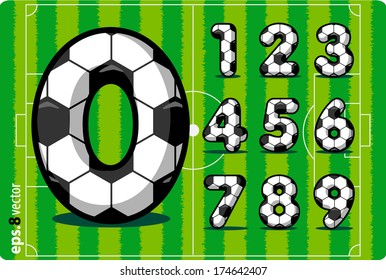  Football (soccer) vector set of numbers, goals scored in the match , from 1 to 0. Eps 8. The rest of uppercase and lowercase letters, symbols and numbers of the alphabet in my portfolio.