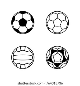 Football soccer, volleyball ball leather vector illustration simple modern line icon symbol pictogram