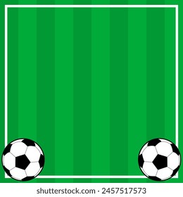 football or soccer wallpaper square size with field pattern, ball corner, and blank space editable in vector EPS 10